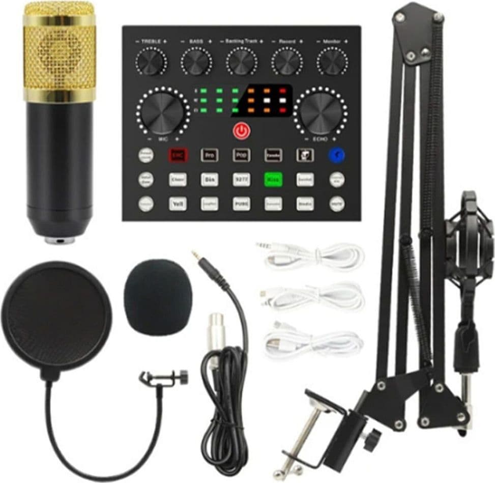 SET PROFESSIONALE CON MICROFONO A CONDENSATORE SCHEDA AUDIO Q-SK8 PER PODCAST REGISTRAZIONE - 2