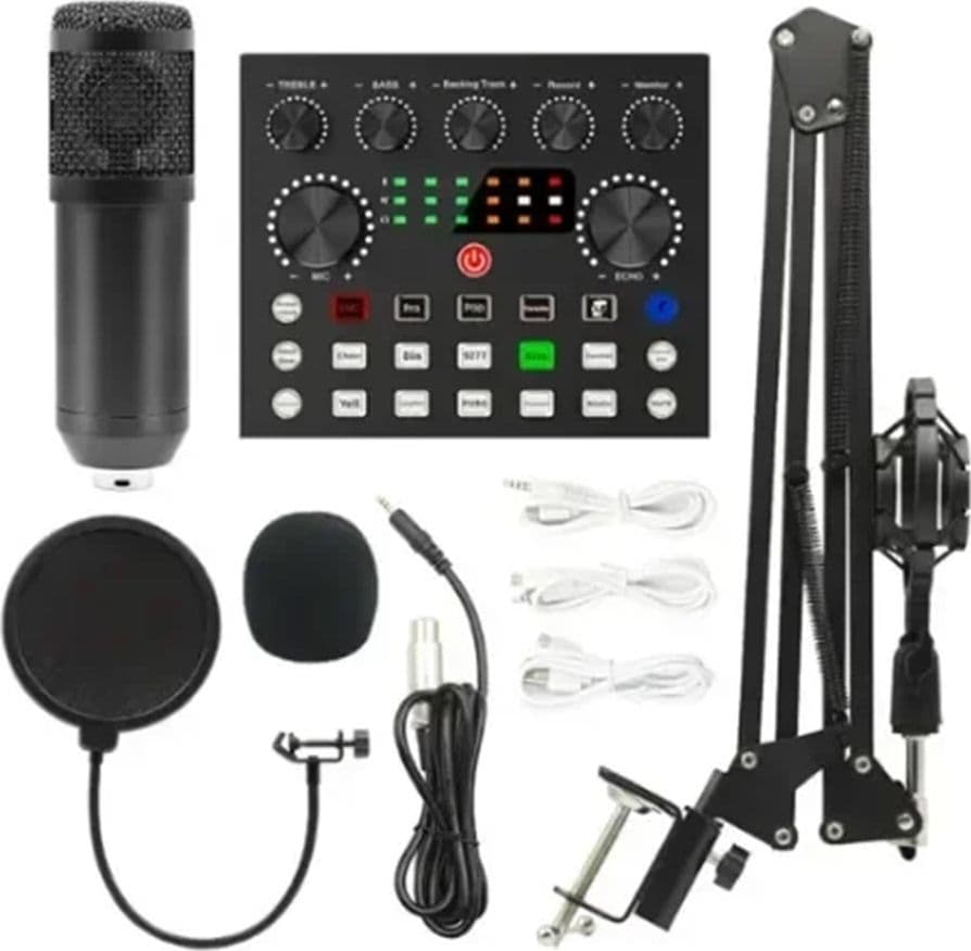 SET PROFESSIONALE CON MICROFONO A CONDENSATORE SCHEDA AUDIO Q-SK8 PER PODCAST REGISTRAZIONE - 3