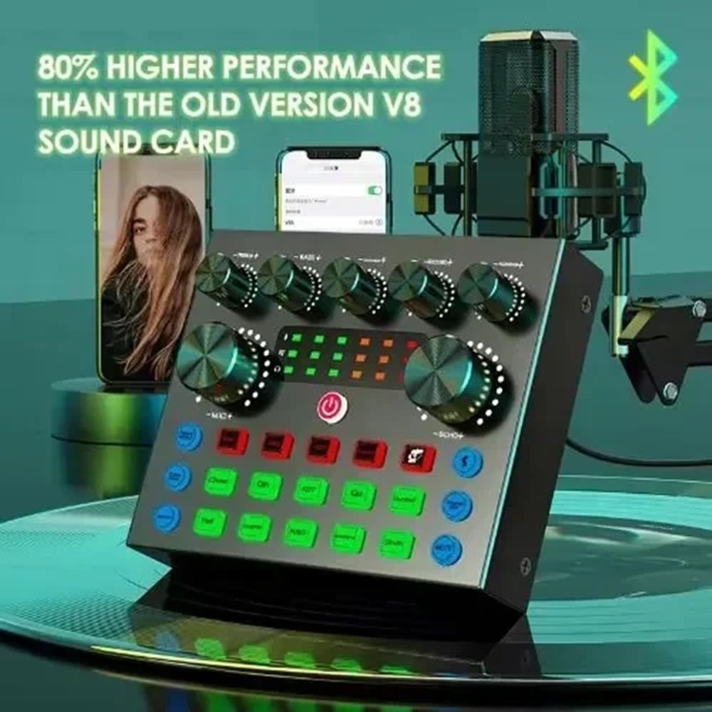 SET PROFESSIONALE CON MICROFONO A CONDENSATORE SCHEDA AUDIO Q-SK8 PER PODCAST REGISTRAZIONE - 8