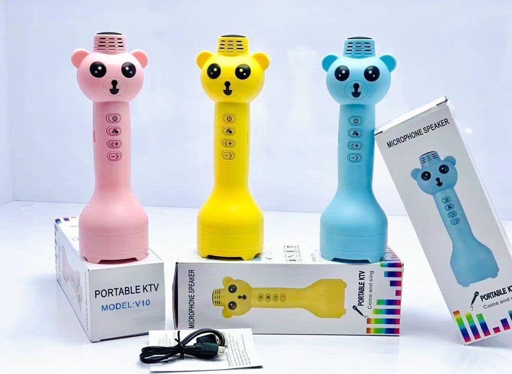 MICROFONO ALTOPARLANTE BLUETOOTH A FORMA DI ORSETTO PER BAMBINI KARAOKE WIRELESS - 4
