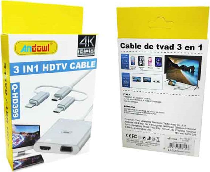 CAVO HDTV 3IN1 ADATTATORE CONVERTITORE HDMI MASCHIO-HDMI FEMMINA RISOLUZIONE 4K HDR Q-HD399 - 3