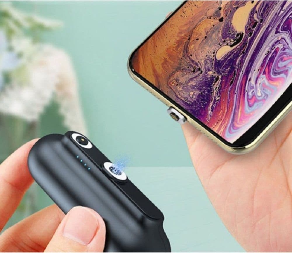 MINI POWER BANK MAGNETICO 5000MAH CARICABATTERIE PORTATILE COMPATTO CON 3 CONNETTORI 7019-3 - 3