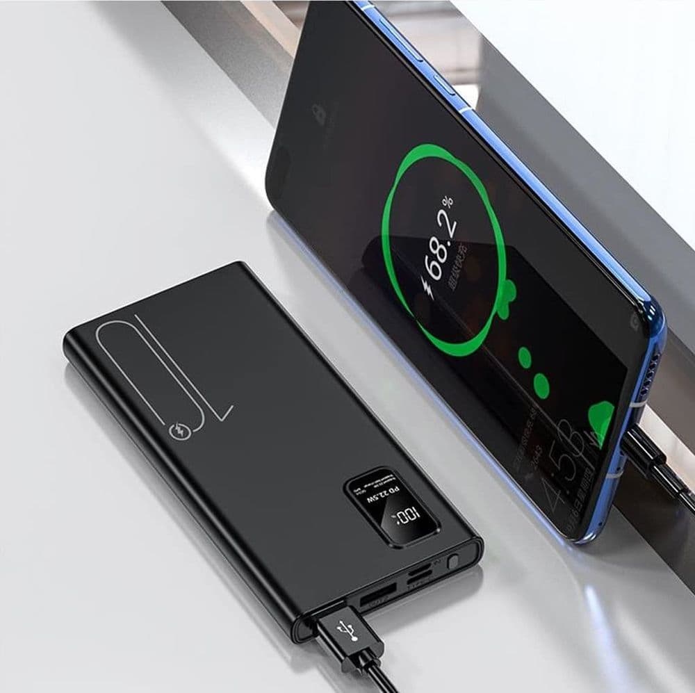 POWER BANK 10000MAH RICARICA VELOCE 4 INGRESSI USB TYPE-C MICRO USB TORCIA Q-CD220 PD22.5W - 5