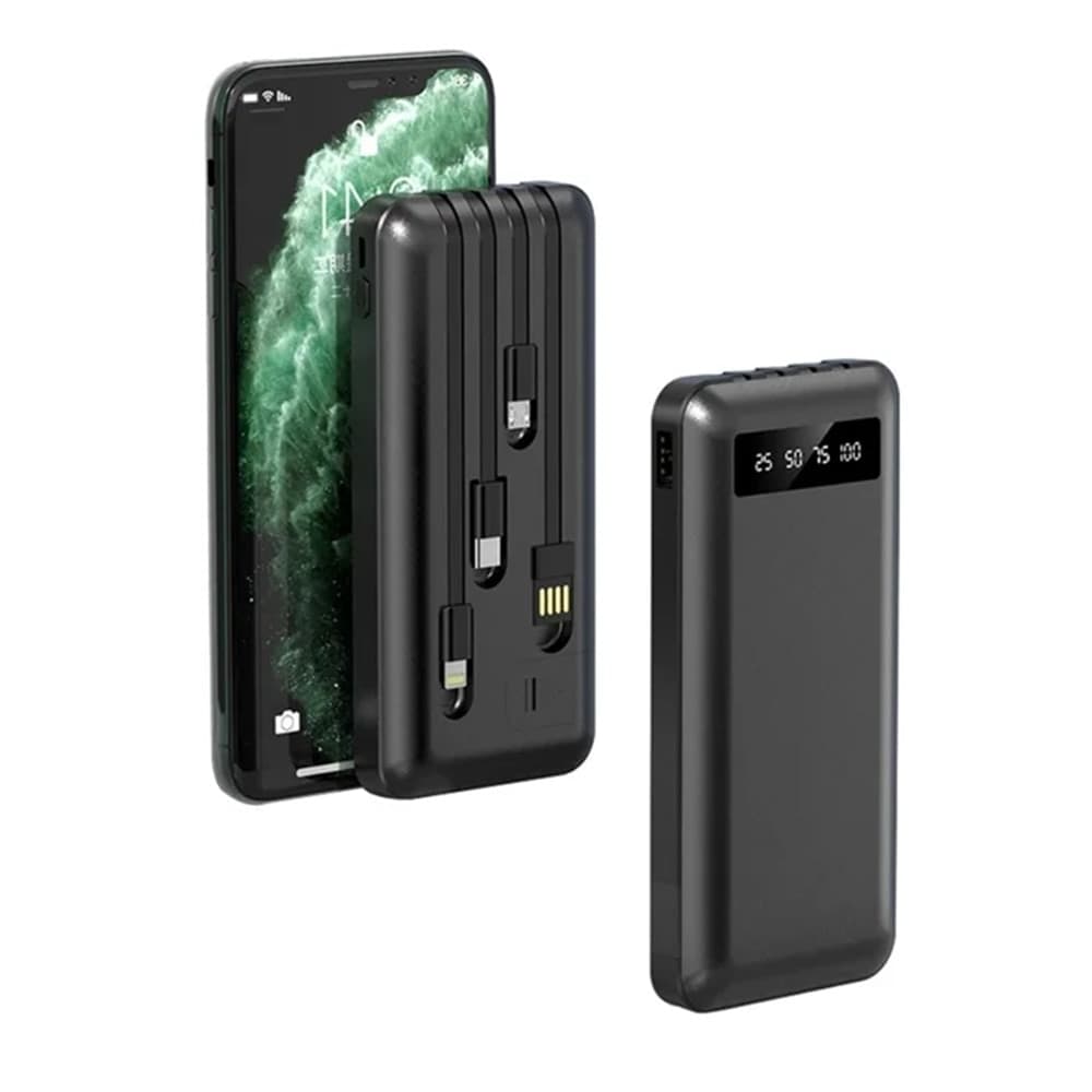 POWER BANK PORTATILE RICARICA RAPIDA CON CAVI MICRO USB TYPE-C IOS USB 10000MAH Q-CD703 - 6