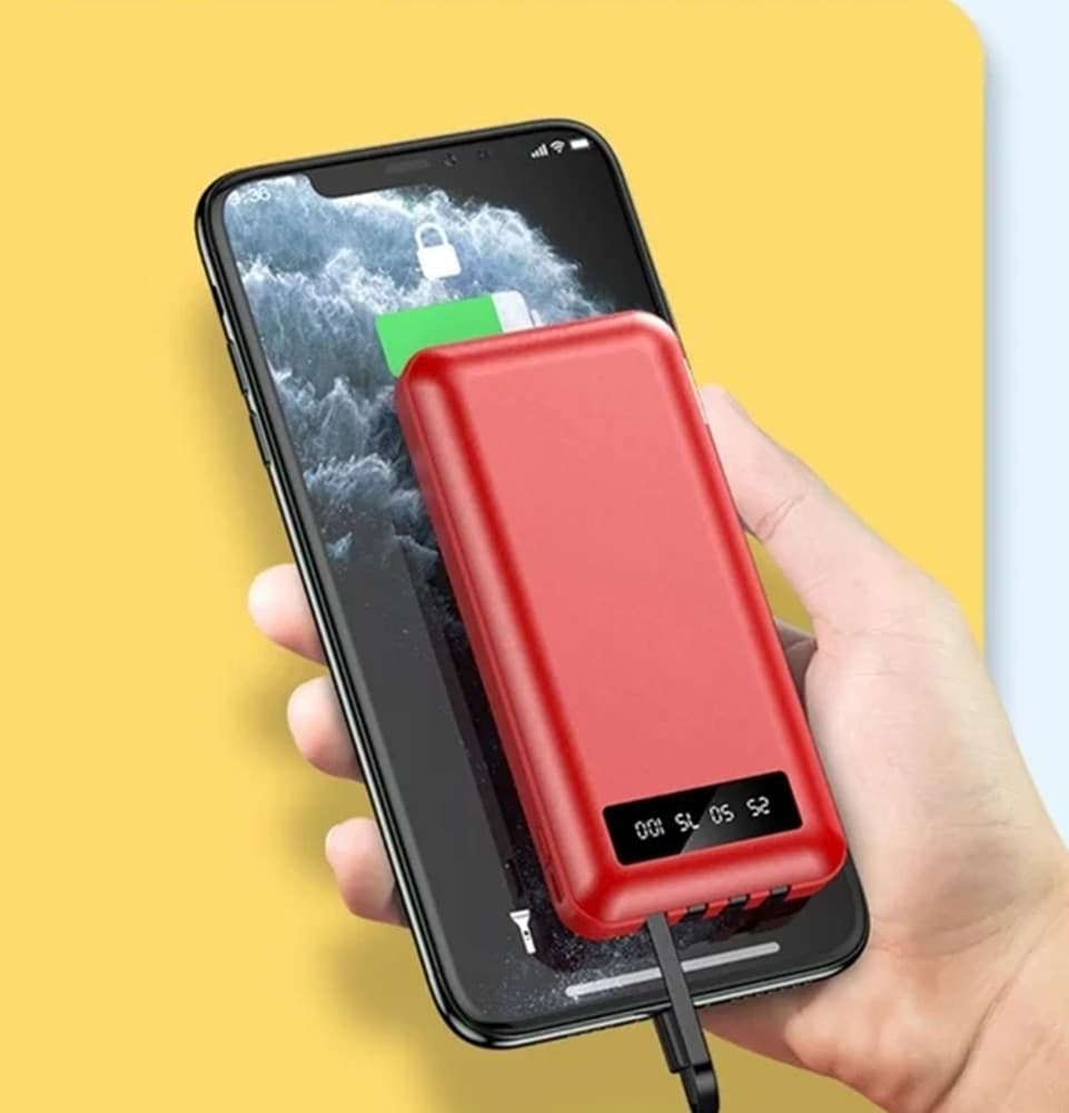 POWER BANK PORTATILE RICARICA RAPIDA CON CAVI MICRO USB TYPE-C IOS USB 10000MAH Q-CD703 - 7