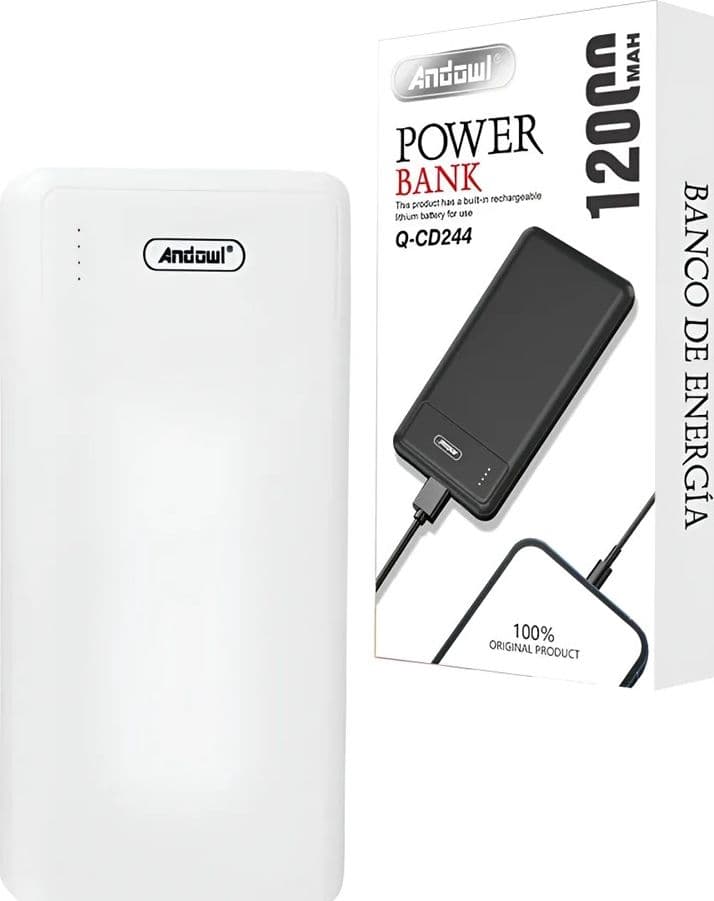 POWER BANK BATTERIA PORTATILE 2 PORTE TYPE-C MICRO-USB 12000MAH 5V 2A RICARICA Q-CD244 - 3