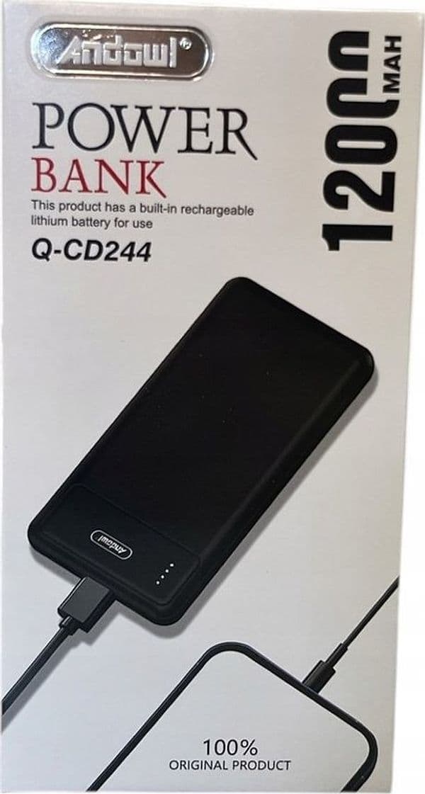 POWER BANK BATTERIA PORTATILE 2 PORTE TYPE-C MICRO-USB 12000MAH 5V 2A RICARICA Q-CD244 - 4