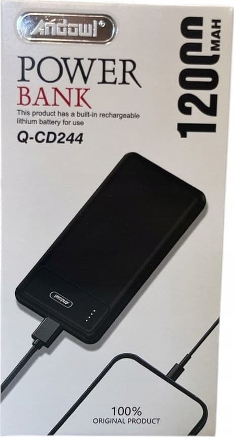 POWER BANK BATTERIA PORTATILE 2 PORTE TYPE-C MICRO-USB 12000MAH 5V 2A RICARICA Q-CD244 - 4
