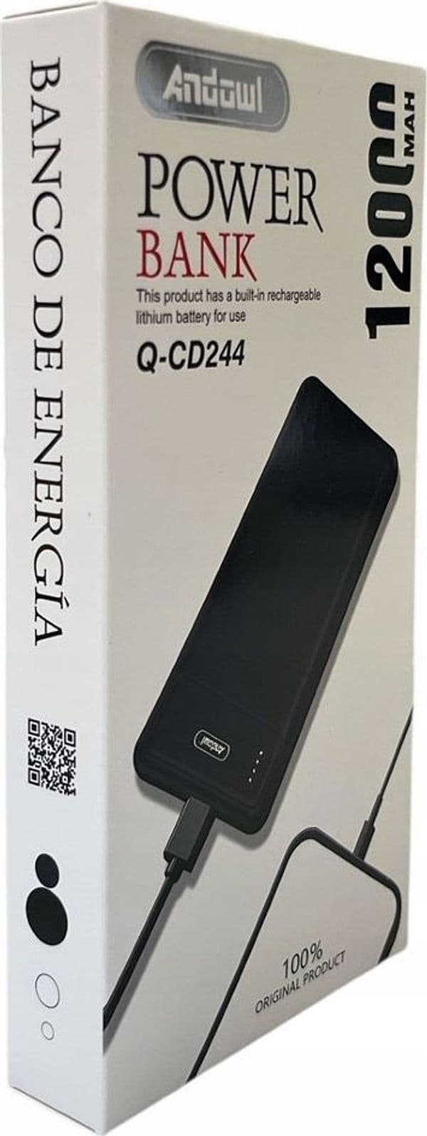 POWER BANK BATTERIA PORTATILE 2 PORTE TYPE-C MICRO-USB 12000MAH 5V 2A RICARICA Q-CD244 - 7