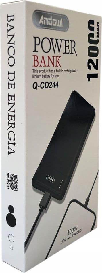 POWER BANK BATTERIA PORTATILE 2 PORTE TYPE-C MICRO-USB 12000MAH 5V 2A RICARICA Q-CD244 - 7