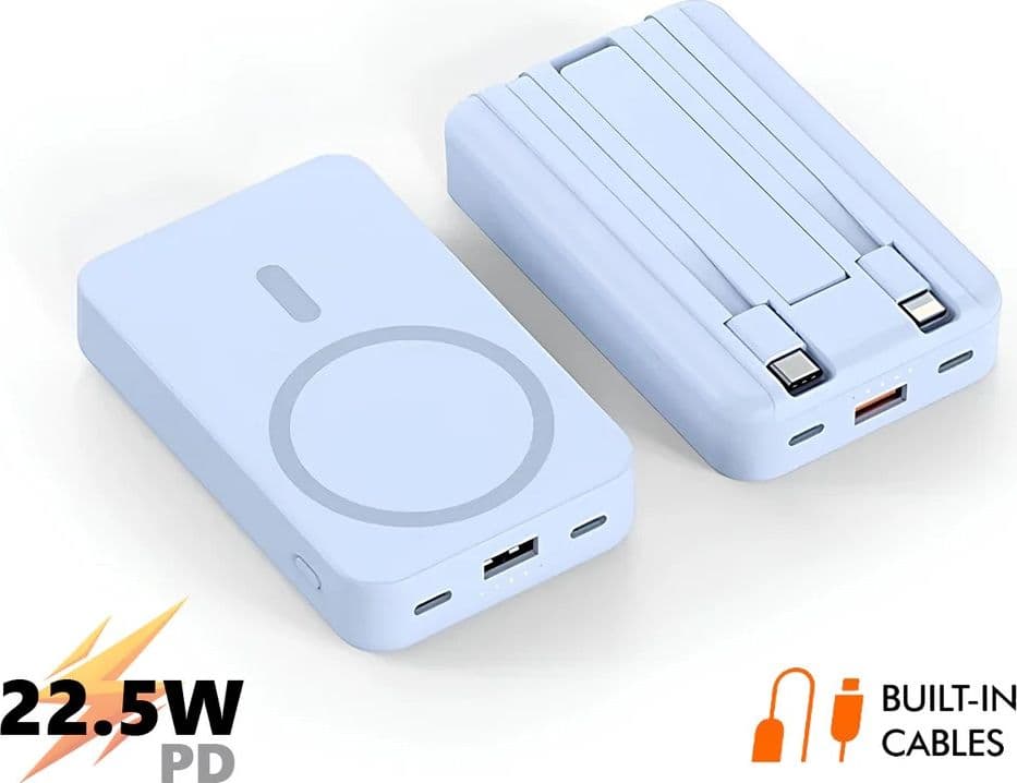 POWER BANK MAGNETICO WIRELESS 12000MAH RICARICA RAPIDA 22,5W SUPPORTO NASCOSTO CAVI Q-DC278 - 5