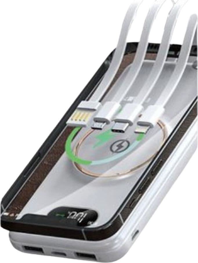 POWER BANK 12000MAH CON RICARICA MAGNETICA WIRELESS DA 5W CAVI INTEGRATI MULTITIPO Q-DC22 - 2