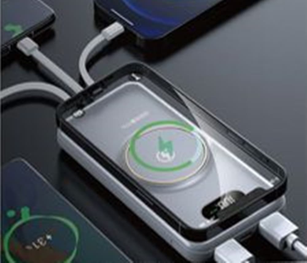 POWER BANK 12000MAH CON RICARICA MAGNETICA WIRELESS DA 5W CAVI INTEGRATI MULTITIPO Q-DC22 - 4