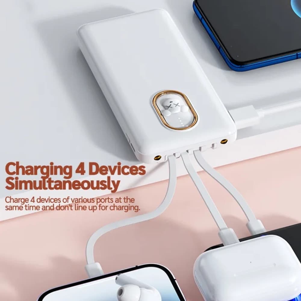 POWER BANK CARICABATTERIE PORTATILE DA 12000MAH 5V/2.1A CON 4 CAVI RICARICA Q-DC388 - 3