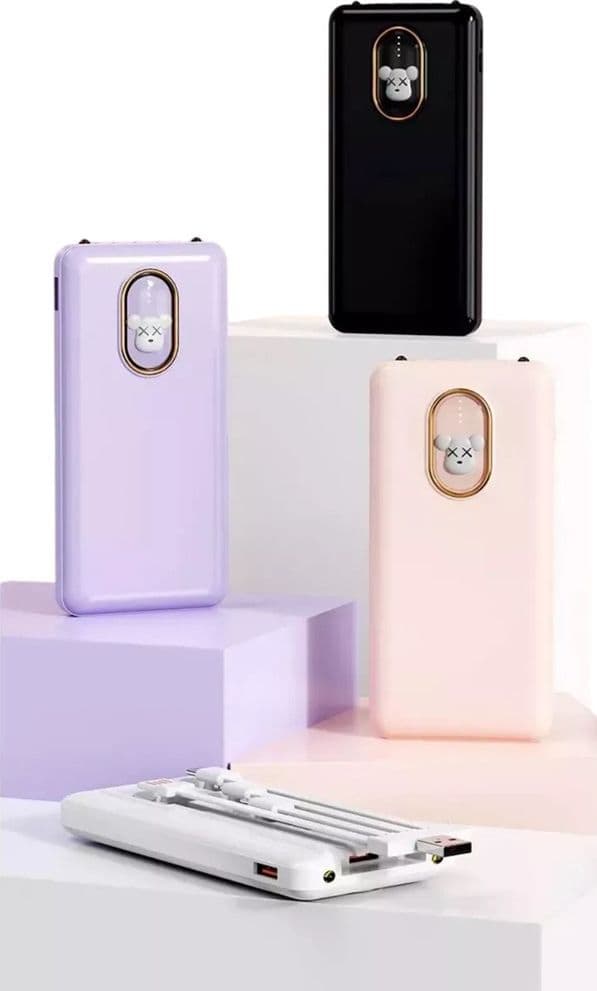 POWER BANK CARICABATTERIE PORTATILE DA 12000MAH 5V/2.1A CON 4 CAVI RICARICA Q-DC388 - 5