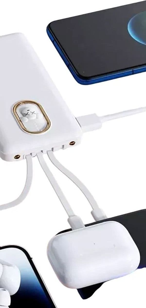 POWER BANK CARICABATTERIE PORTATILE DA 12000MAH 5V/2.1A CON 4 CAVI RICARICA Q-DC388 - 6