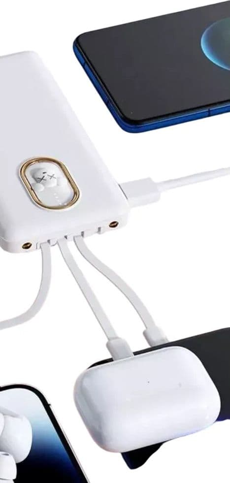 POWER BANK CARICABATTERIE PORTATILE DA 12000MAH 5V/2.1A CON 4 CAVI RICARICA Q-DC388 - 6
