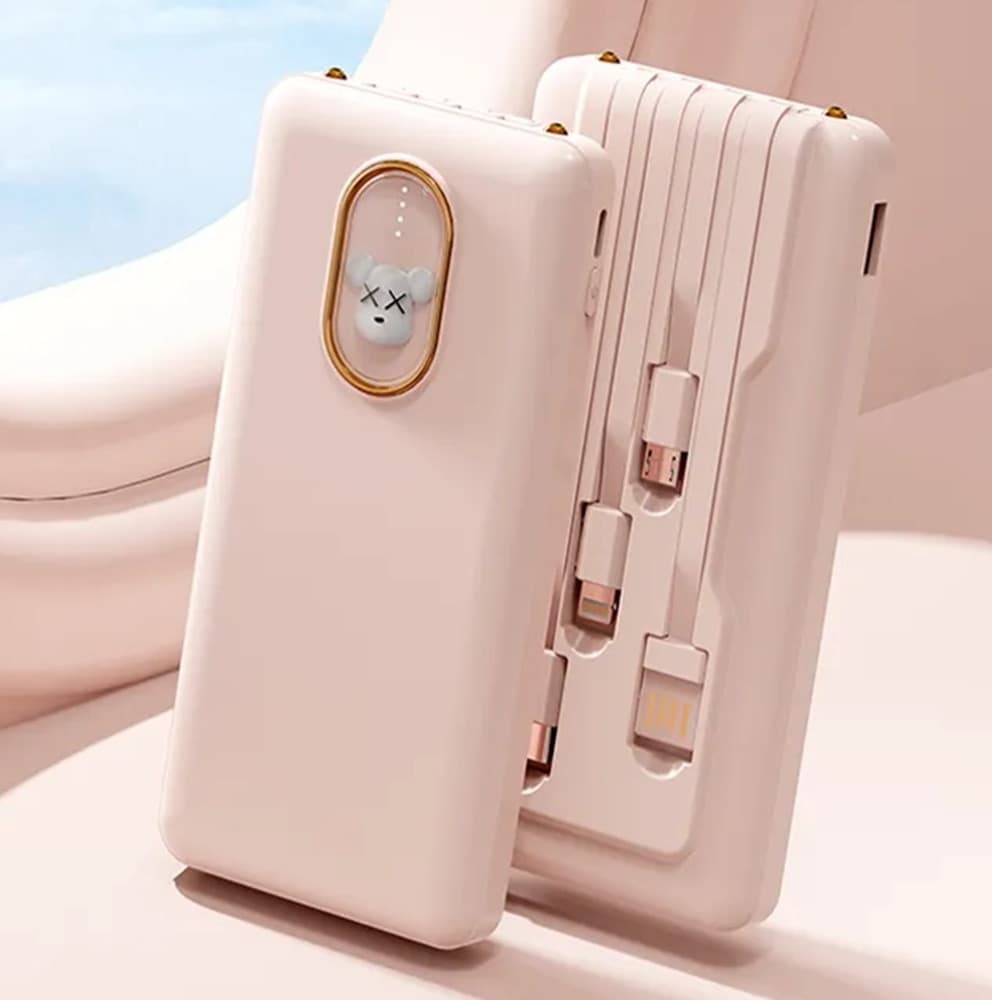 POWER BANK CARICABATTERIE PORTATILE DA 12000MAH 5V/2.1A CON 4 CAVI RICARICA Q-DC388 - 7