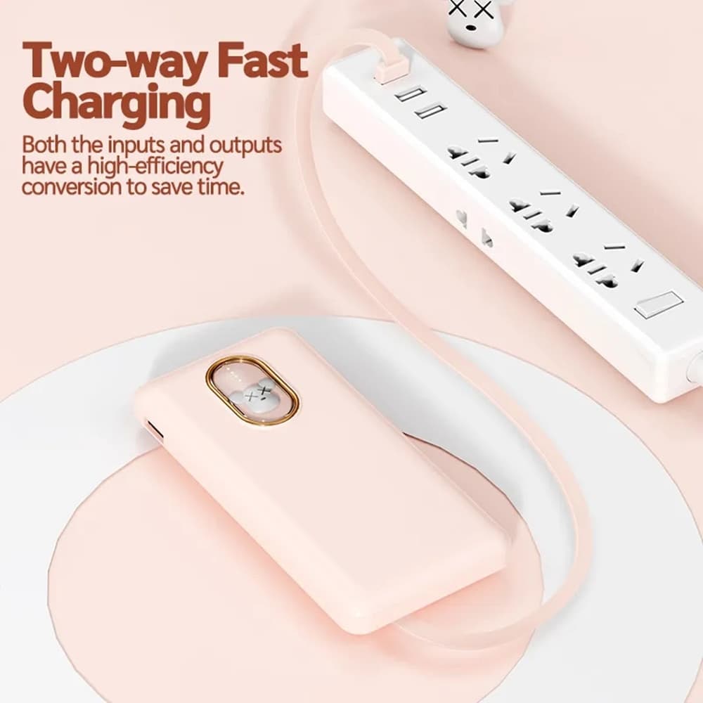 POWER BANK CARICABATTERIE PORTATILE DA 12000MAH 5V/2.1A CON 4 CAVI RICARICA Q-DC388 - 8
