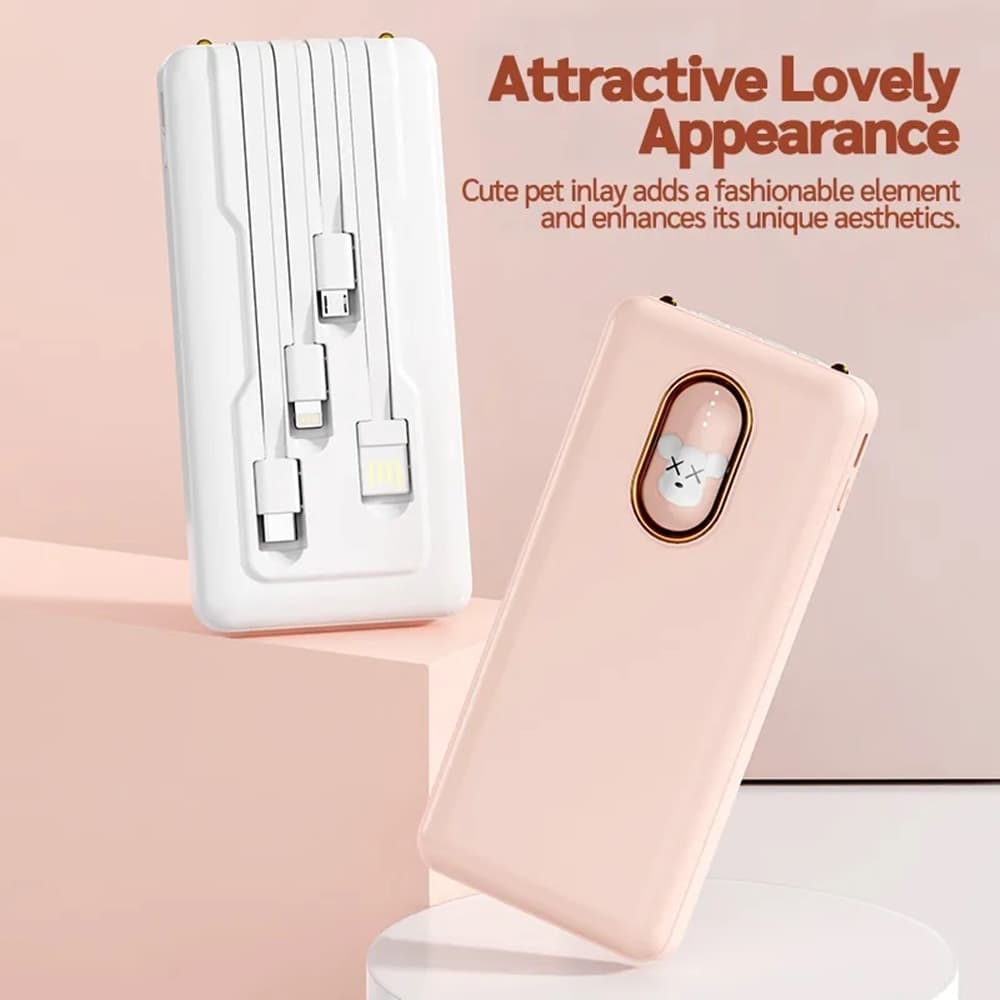 POWER BANK CARICABATTERIE PORTATILE DA 12000MAH 5V/2.1A CON 4 CAVI RICARICA Q-DC388 - 9