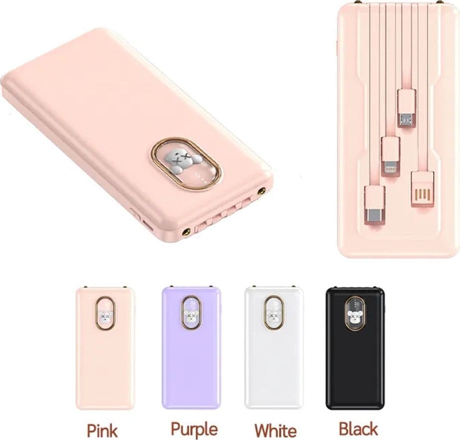 POWER BANK CARICABATTERIE PORTATILE DA 12000MAH 5V/2.1A CON 4 CAVI RICARICA Q-DC388 - 10
