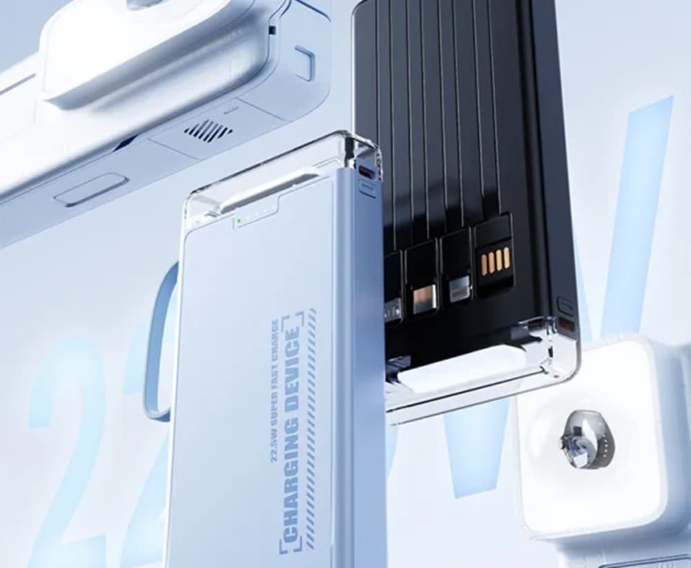 POWER BANK PORTATILE A RICARICA RAPIDA DA 12000 MAH CON LUCE LED 4 CAVI INTEGRATI Q-DC456 - 4