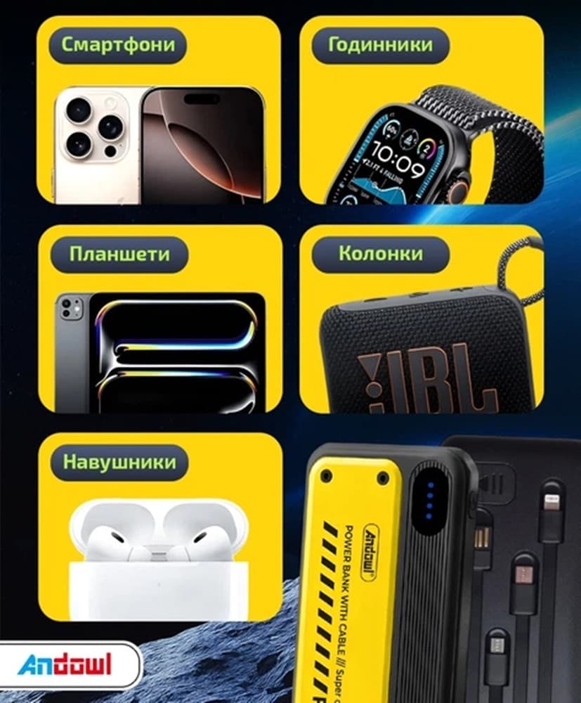 POWER BANK PORTATILE Q-DC98 12000MAH 10,5W 5V/2.1A CON CAVI INTEGRATI INDICATORI LED - 5