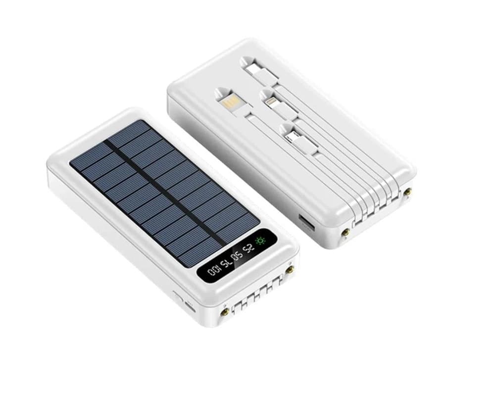 CARICABATTERIA POWER BANK SOLARE 20000MAH BATTERIA ESTERNA PORTATILE CON CAVI INTEGRATI - 4