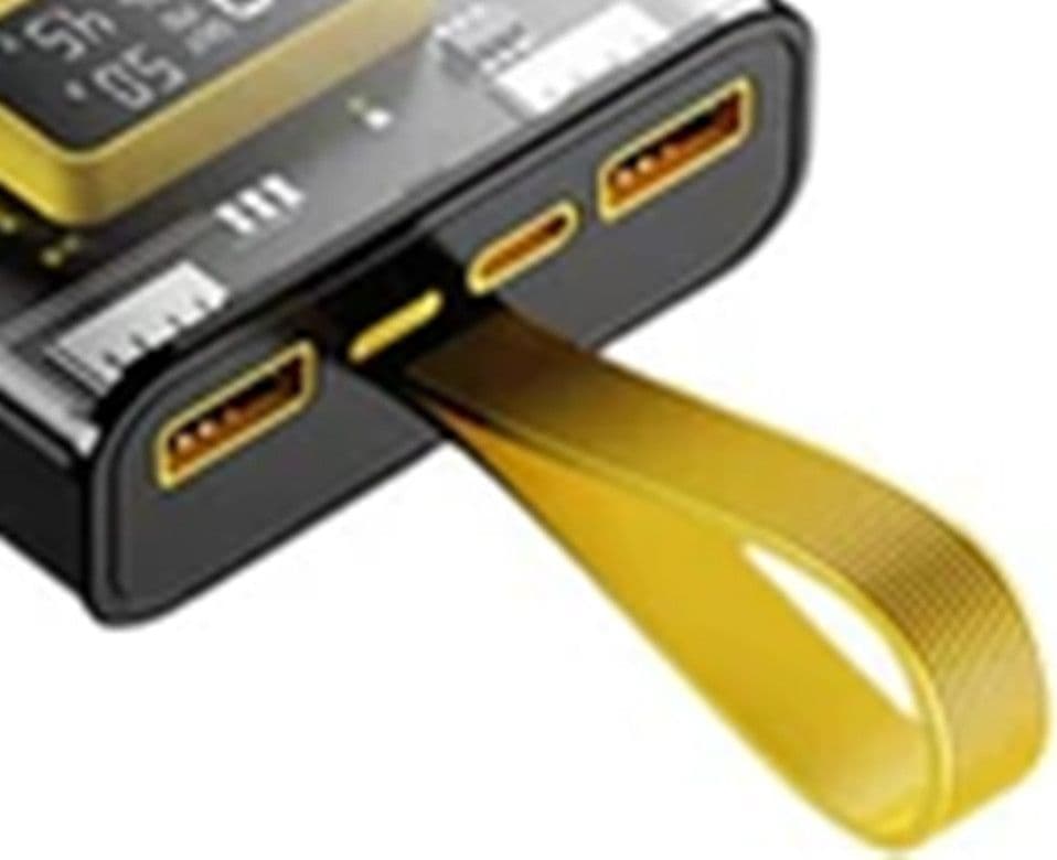 POWER BANK PORTATILE DESIGN TRASPARENTE CON CAVI RICARICA INTEGRATI 12000 MAH Q-DC468 - 4