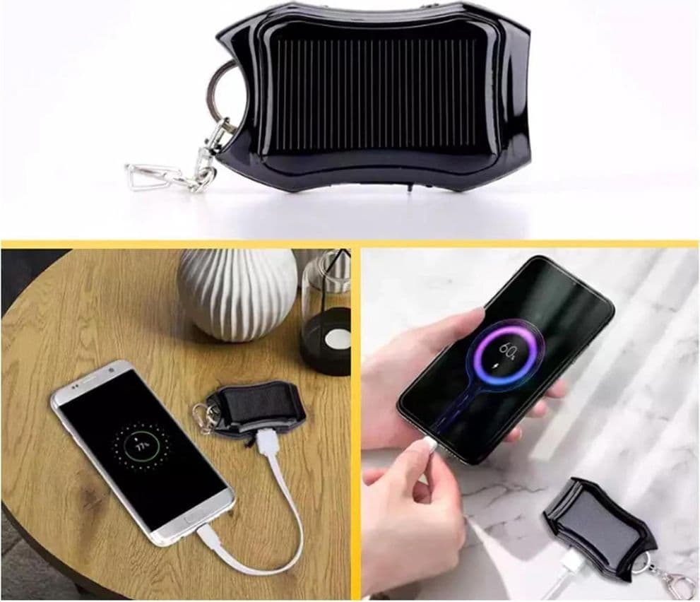 POWER BANK SOLARE PORTABILE A PORTACHIAVI CARICATORE ESTERNO EMERGENZA CON LUCI LED USB - 2