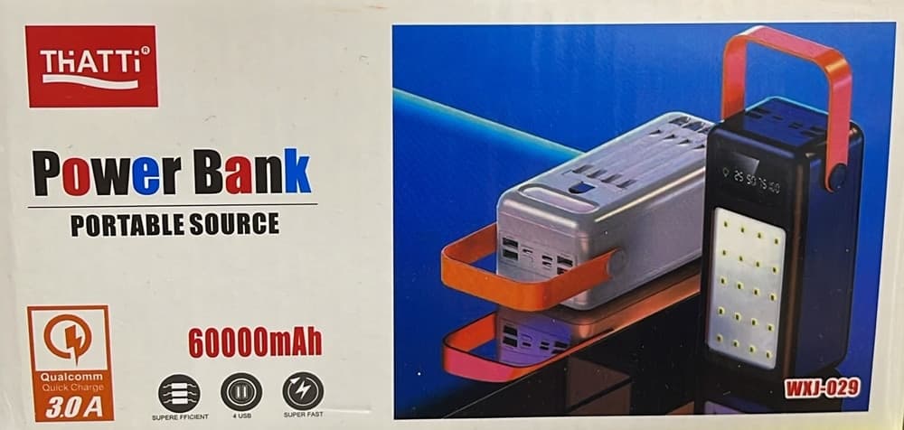 POWER BANK 60000MAH QC 3.0 PD WXJ-029 BATTERIA ESTERNA PORTATILE CON DISPLAY 4 PORTE USB - 7