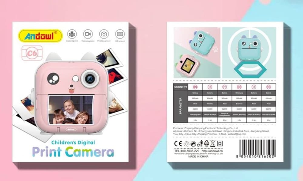 FOTOCAMERA DIGITALE PER BAMBINI CON SCHERMO DA 2,4" PER STAMPA TERMICA ISTANTANEA C6 - 2