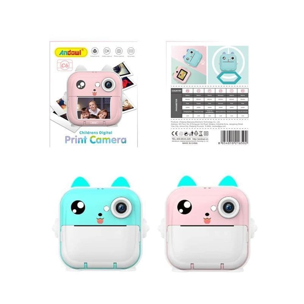 FOTOCAMERA DIGITALE PER BAMBINI CON SCHERMO DA 2,4" PER STAMPA TERMICA ISTANTANEA C6 - 11