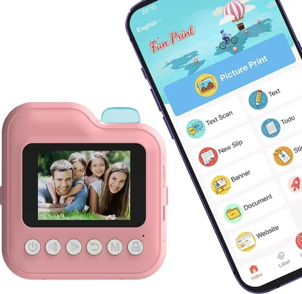 FOTOCAMERA DIGITALE CON STAMPA ISTANTANEA PER BAMBINI CON SCHERMO IPS 2,4″ ZOOM OTTICO C8 - 12