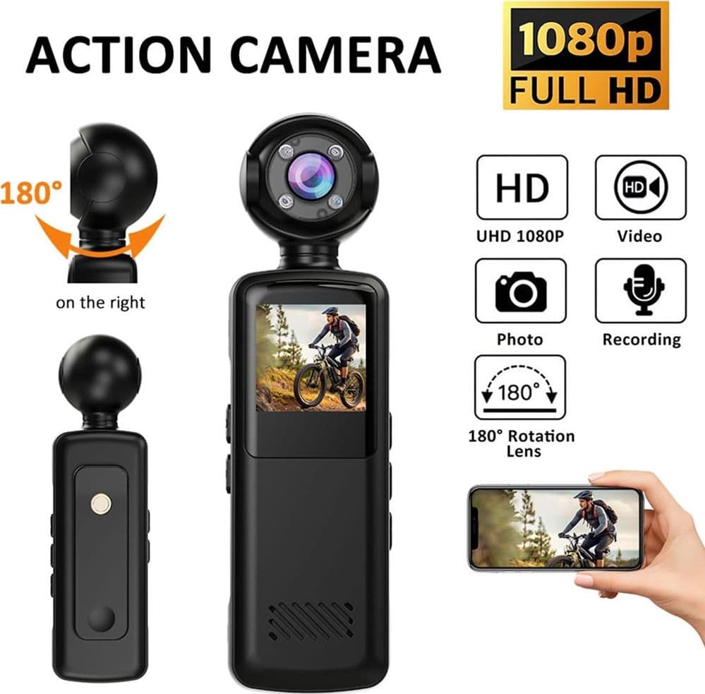 FOTOCAMERA TASCABILE WIFI ACTION CAMERA VIDEOCAMERA PORTATILE REGISTRATORE MULTIFUNZIONE - 4