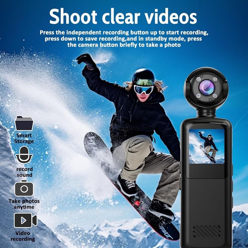 FOTOCAMERA TASCABILE WIFI ACTION CAMERA VIDEOCAMERA PORTATILE REGISTRATORE MULTIFUNZIONE - 8