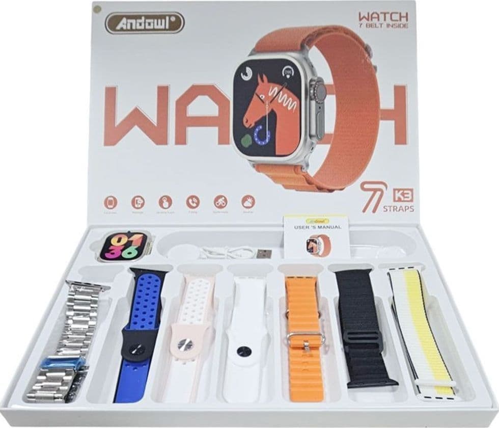 SMARTWATCH K3 OROLOGIO CON 7 CINTURINI INTERCAMBIABILI CHIAMATE BLUETOOTH CONTROLLO MUSICA - 3