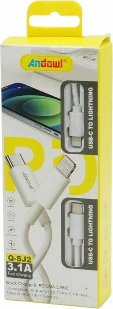 CAVO Q-SJ2 DA USB-C A LIGHTNING RICARICA RAPIDA POWER DELIVERY TRASFERIMENTO DATI 3.1A 1MT - 5
