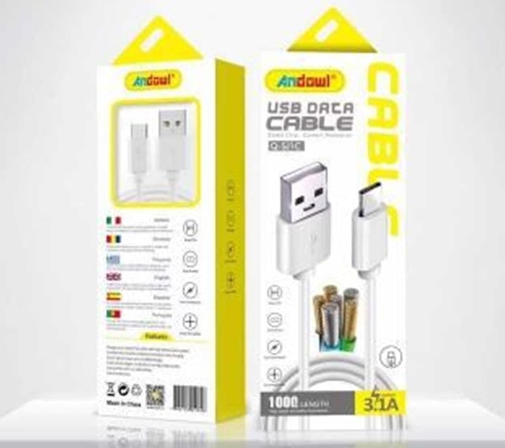 CAVO RICARICA RAPIDA TRASFERIMENTO DATI DA USB 2.0 - TYPE-C 1 MT 3.1A FLESSIBILE Q-SJ1C - 2