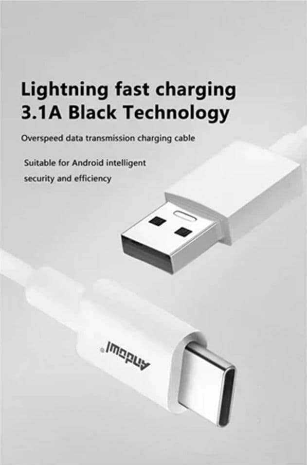 CAVO RICARICA RAPIDA TRASFERIMENTO DATI DA USB 2.0 - TYPE-C 1 MT 3.1A FLESSIBILE Q-SJ1C - 3