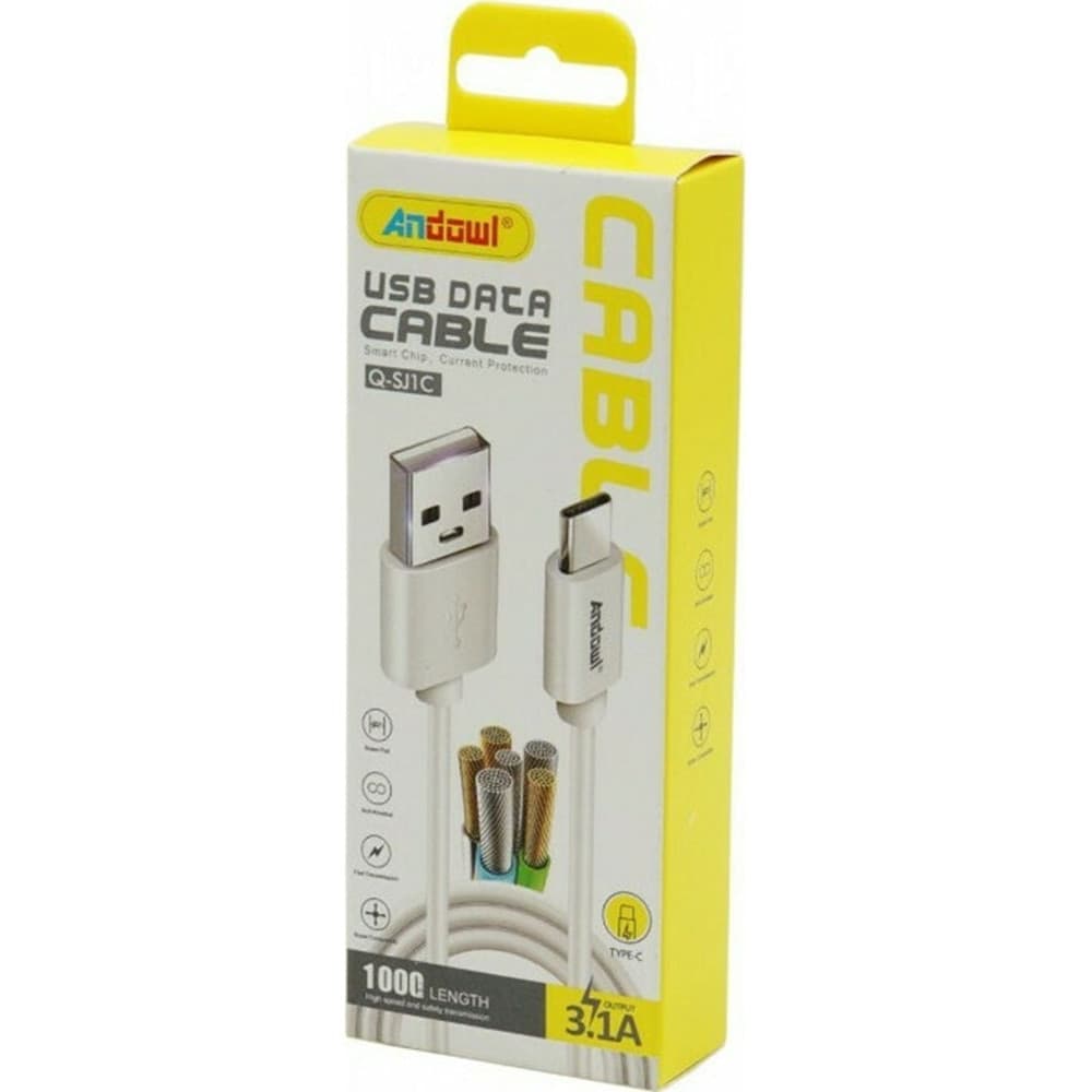 CAVO RICARICA RAPIDA TRASFERIMENTO DATI DA USB 2.0 - TYPE-C 1 MT 3.1A FLESSIBILE Q-SJ1C - 5