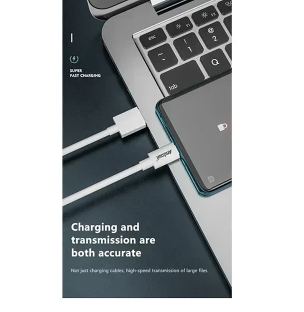 CAVO RICARICA RAPIDA TRASFERIMENTO DATI DA USB 2.0 - TYPE-C 1 MT 3.1A FLESSIBILE Q-SJ1C - 6