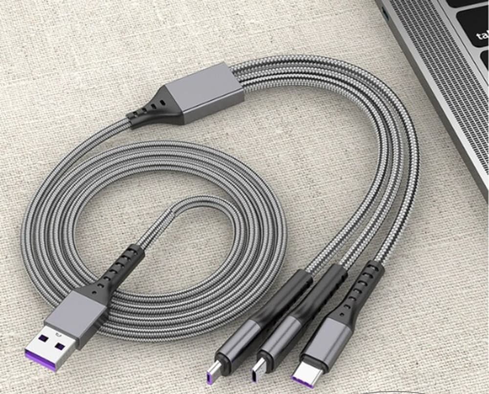 CAVO DATI 3IN1 RICARICA RAPIDA 5.1A DA USB A MICRO USB TYPE-C LIGHTNING DA 1,2MT Q-SJ665 - 11