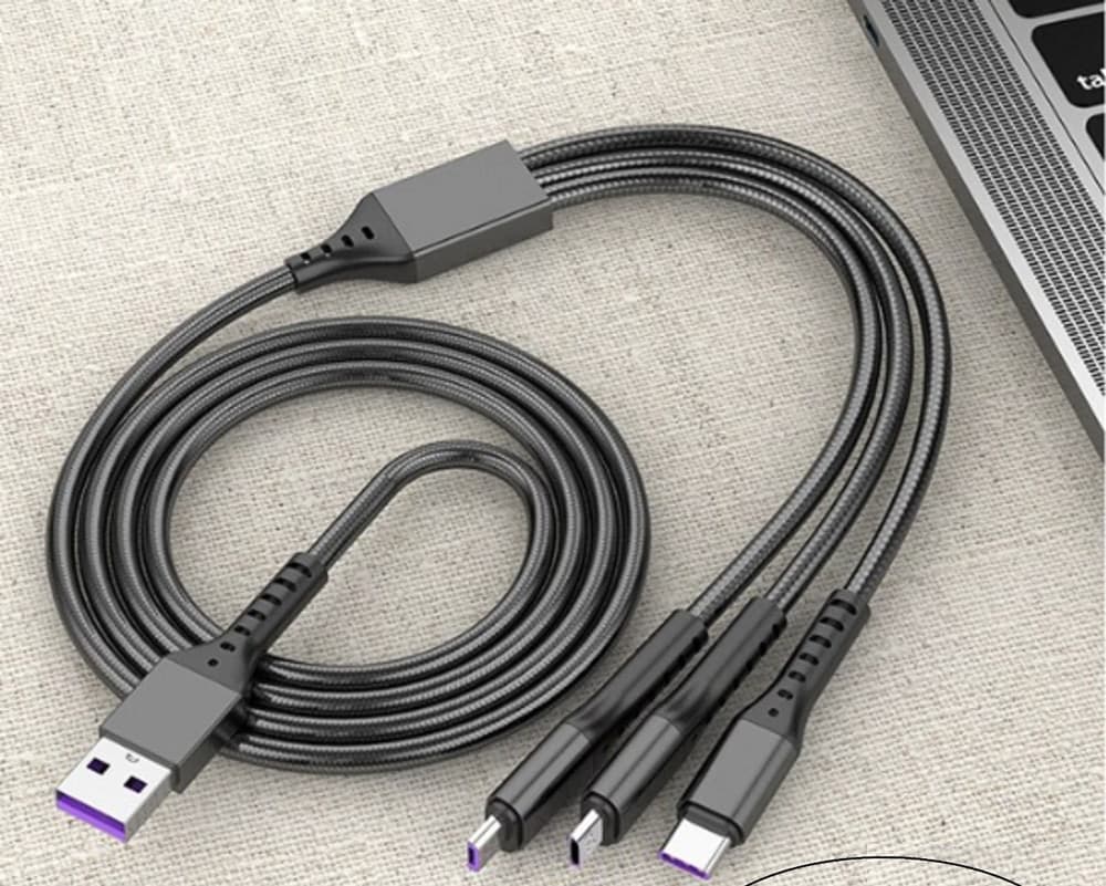 CAVO DATI 3IN1 RICARICA RAPIDA 5.1A DA USB A MICRO USB TYPE-C LIGHTNING DA 1,2MT Q-SJ665 - 12