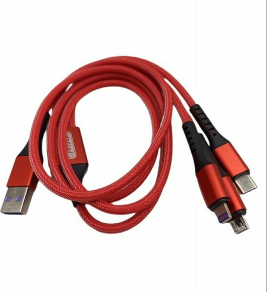 CAVO DATI 3IN1 RICARICA RAPIDA 5.1A DA USB A MICRO USB TYPE-C LIGHTNING DA 1,2MT Q-SJ665 - 3