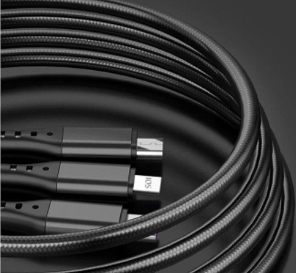 CAVO DATI 3IN1 RICARICA RAPIDA 5.1A DA USB A MICRO USB TYPE-C LIGHTNING DA 1,2MT Q-SJ665 - 6