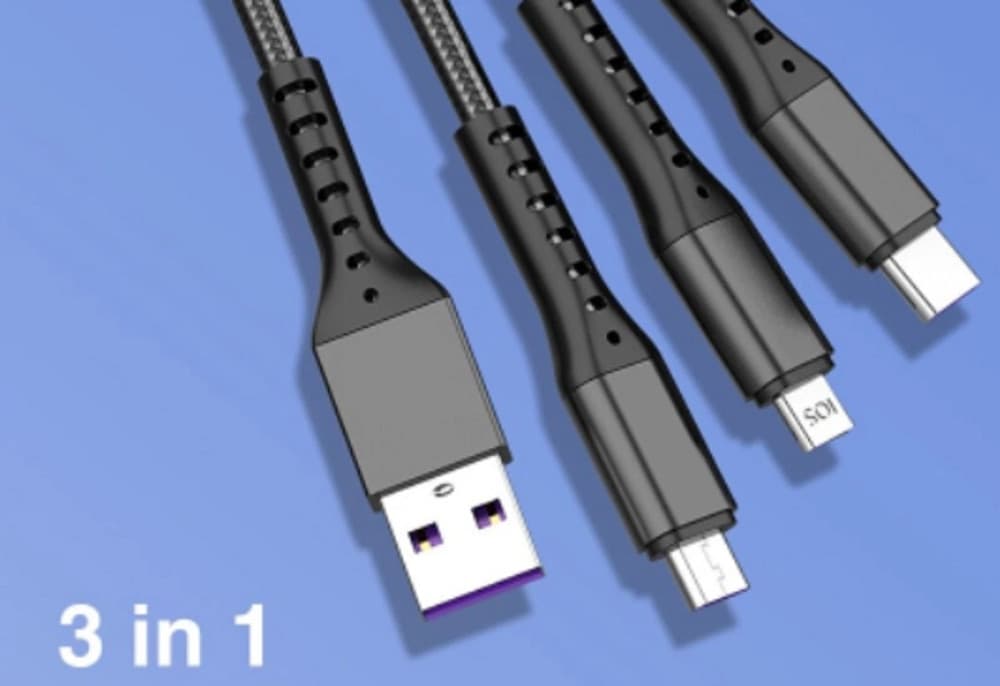 CAVO DATI 3IN1 RICARICA RAPIDA 5.1A DA USB A MICRO USB TYPE-C LIGHTNING DA 1,2MT Q-SJ665 - 7