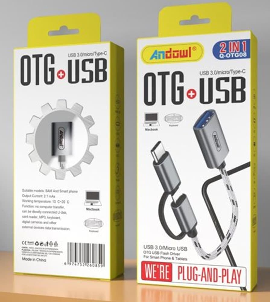ADATTATORE CONVERTITORE OTG 2 IN 1 DA USB 3.0 MICRO USB TYPE-C PLUG & PLAY Q-OTG08 - 2