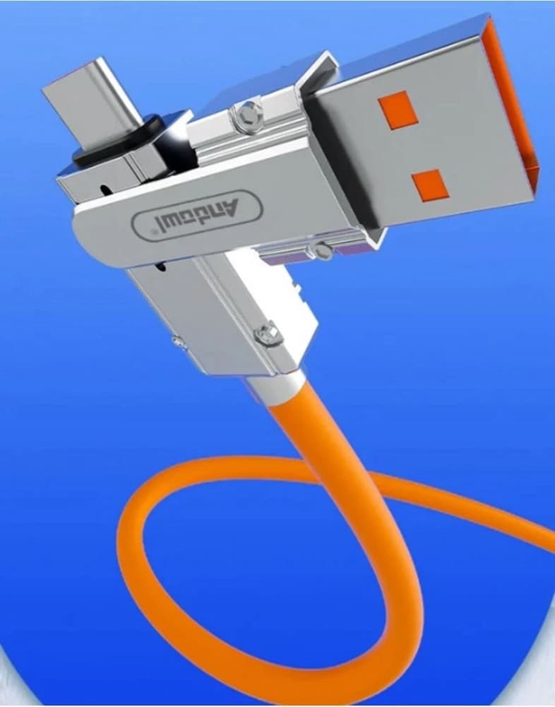 CAVO DATI RICARICA RAPIDA USB MULTIPORTA UNIVERSALE DA 120W DUE IN TRE DA 1.2MT Q-SJ300 - 6