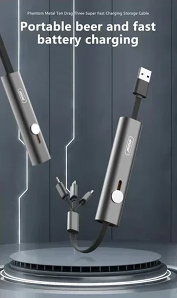 CAVO DI RICARICA TRASFERIMENTO DATI 6 IN 1 DA USB A MICRO USB/LIGHTNING/TYPE-C 40W Q-SJ11 - 3